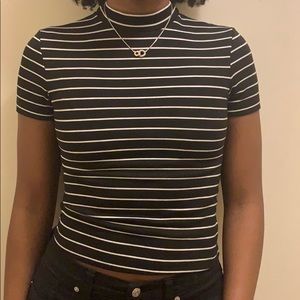 American Apparel Black & White mock neck size S